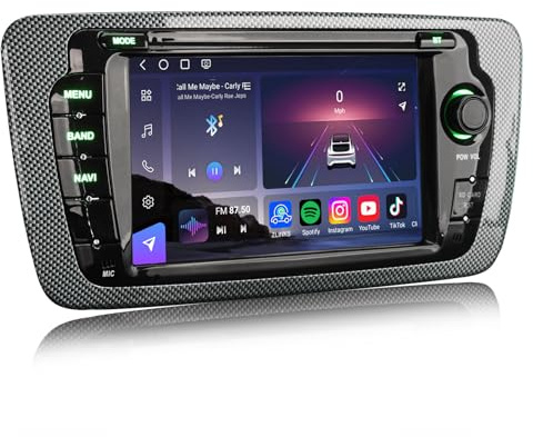 Erisin Qualcomm 8-Core Android 14 8GB+128GB GPS Navegación Coche Estéreo de Automóvil para Seat Ibiza 2009-2013 7 Pulgadas IPS Pantalla Ayuda CarPlay Android Auto Bluetooth 5.1 WiFi 4G DSP DAB+ Canbus