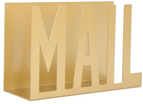 Wangcmcol Post-Organizer aus Metall, stilvolles hohles Design, Schreibtisch-Briefhalter für Rechnungen, Briefe, Papiere (Gold)