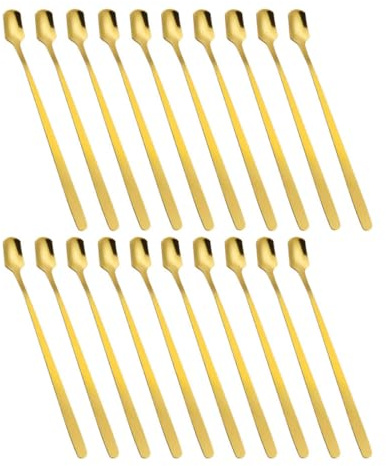 ABOOFAN 20 Unidades Cucharas de Acero Inoxidable Cucharillas Doradas de Mango Ergonómico para Café Postre y Té Superficie Pulida y Fácil de Limpiar