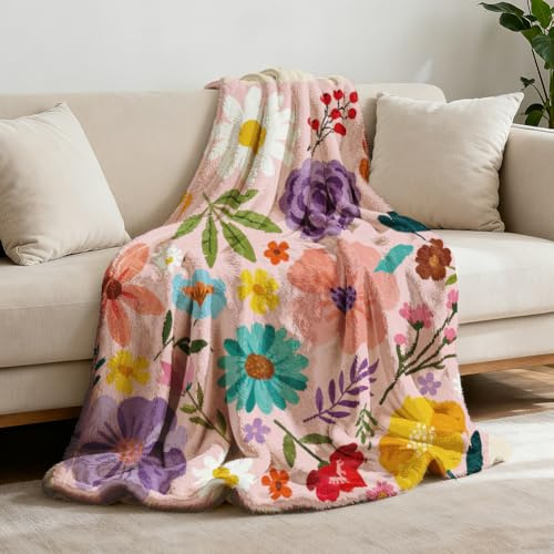 GLOBLELAND Flower Market Throw Blanket 59 x 51