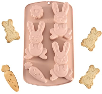 Moules En Silicone De Pâques – Moule En Silicone Lapin 3D Pour La Cuisson | Moules À Chocolat De Pâques Antiadhésifs En Forme De Lapin 3D Pour Bonbons, Cupcakes, Gelée, Pâtisserie, Savon Glacé (Rosa)