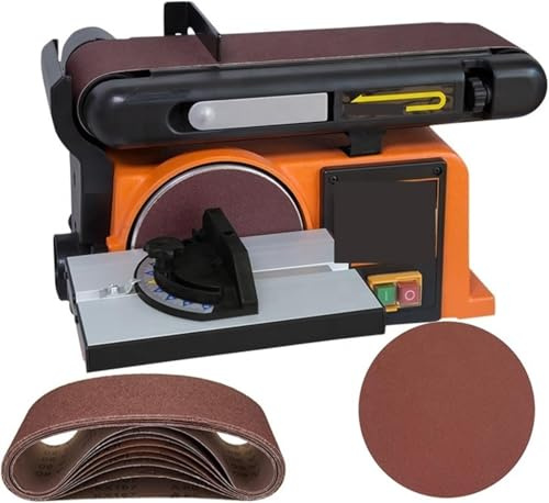 Variable Speed Belt and Disc Sander with Cast Iron Base for Woodworking and Metalworking
