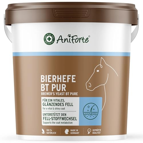 AniForte Bierhefe für Pferde 5kg – BT Pur mit Biotin & Zink, für glänzendes Fell, Hufe, Fellwechsel & Magen-Darm-Flora, naturbelassen, XXL-Vorrat, Made in Germany