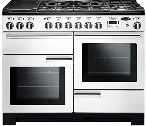 Rangemaster Professional Deluxe PDL110DFFWH/C 110cm wide Dual Fuel Range Cooker with Gas Hob - White - A/A Rated