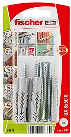 Fischer 090873 – Blister Nylon Dübel UX 8 x 50 SK NV