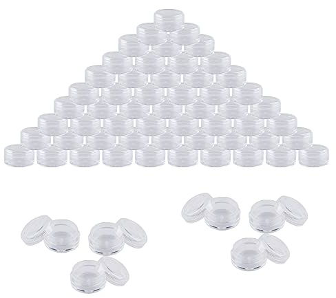 Bekith 108 Stück Döschen Kosmetikbehälter Leerdose Klar Tiegel mit Deckel für Kosmetik Lippenbalsam Creme Straßstein Perlen, 3 g