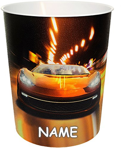 alles-meine.de GmbH Papierkorb/Behälter - Auto - Sportwagen - inkl. Name - 10 Liter - aus Kunststoff - Mülleimer/Eimer - Aufbewahrungsbox für Kinder/Büro - Jungen - ABF..