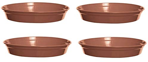 Set of 4 Whitefurze Plastic Plant Pot Saucers 24cm Terracotta Colour Water Dish For 10 Inch Pot