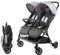 Bambisol Doppelkinderwagen nebeneinander | ideal für Zwillinge ab der Geburt mit ultra-kompaktem Zusammenklappen | Farbe Schwarz und Grau