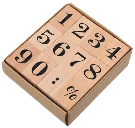 Operitacx Holzstempel Set Mit Zahlen 12 Stück Umweltfreundliche Gummi-Und Holzstempel Für Scrapbooking Journaling Diy Bastelprojekte Und Kindergeburtstag