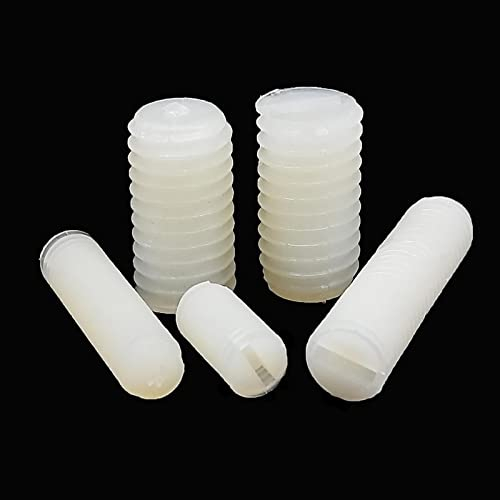 TUBEAU 10/50 Stück M3 M4 M5 M6 M8 Metrisches Gewinde, weißes Nylon, Kunststoff, isoliert, geschlitzt, Flache Spitze, ohne Kopf, Madenschraube, Gewindestift (Color : 6mm, Size : 10pcs M8)