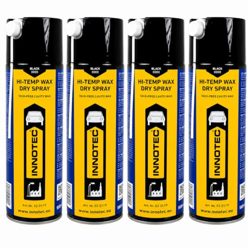 4 Stück Innotec Hi-Temp Wax Spray Unterboden und Hohlraumschutz Fettspray Schwarz - Next Level Konservierung für Automotive & Industrie - Keine Anhaftung von Schmutz und Staub - 500ml Spraydose