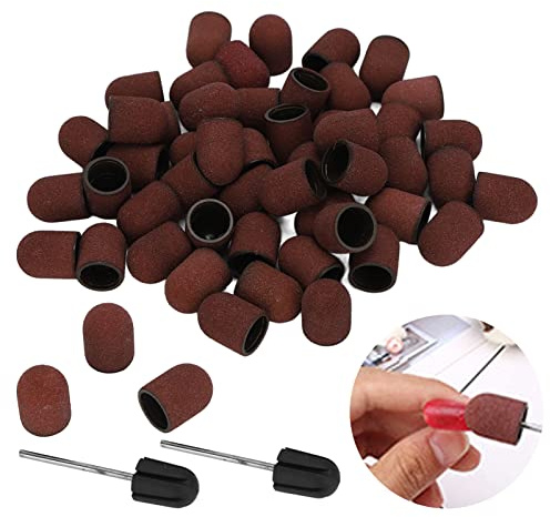 Schleifhülsen Nagelfräser, Professionelle Nagelfeile, Schleifkappen Nagelfräser Aufsätze,Körnung 120 Schleifhülsen für Maniküre Pediküre Nagelfräser, Nail Drill Machine Fräser für Gelnägel