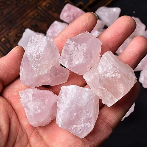 HXSCOO 100g Cristaux de Quartz Rose Naturel Gravier Rugueux Chanceux Pierre minéraux spécimen Pierres for Aquarium for Poisson décoration de la Maison (Size : 100g 3-5cm)
