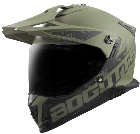 Bogotto FG-601 Duo Casco da enduro in fibra di vetro, verde opaco, 3XL