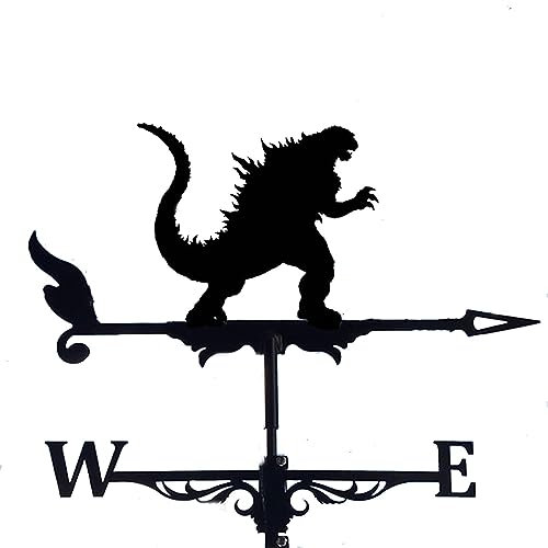UZSPAC Girouette de Jardin Exterieur Metal Forme de Monstre en Acier Inoxydable Decoration Jardin Exterieur Moderne, Finition Noire 30 * 50/35 * 86 cm (Size : L)