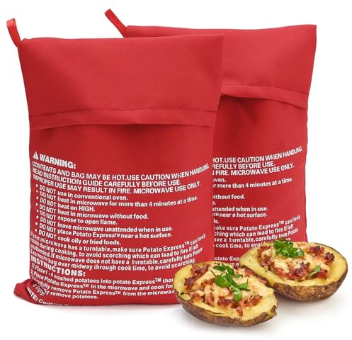 2 Pieza Bolsa de Patata de Microondas, Patatas de Bolsa, Patatas Microondas, Bolsa de Cocina Perfecto Patatas, Lavable, Saco Reutilizable de Cocina patatas Sólo en 4 Minutos