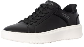 Skechers Court Break Herren-Sneaker mit doppelter Belüftung, Schwarzes Duraleather Mesh, 42 EU