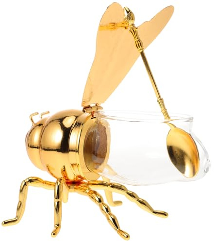 Garneck Pot À Miel D'abeille Pot À Miel Décoratif En Forme D'abeille Figurine D'abeille Récipient À Miel En Verre Distributeur De Sirop Pot À Condiments En Cristal Porte-Sucre Bol Pour La