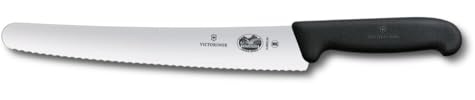 Victorinox Fibrox Konditorsäge mit Wellenschliff, Langes Küchenmesser für Kuchen und Backwaren, 26 cm, Scharf, HACCP geeignet, Rutschfest, Schwarz