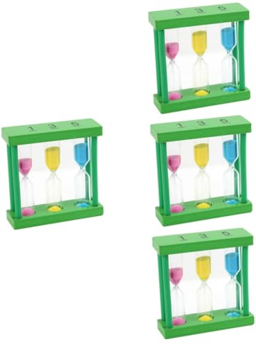 Alipis 4pcs Simple Timing Tool Hourglass Decoration Elegant Wooden Glass Timer for Home Random Color