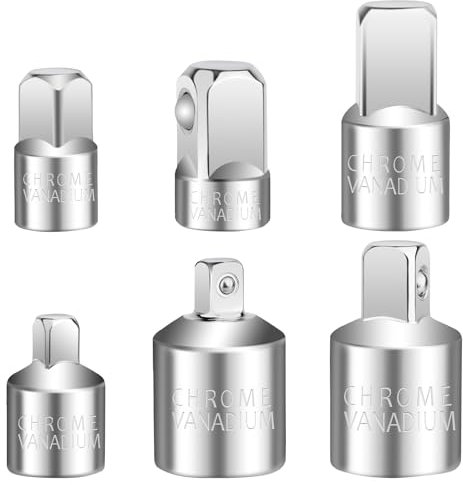 6 Pièces Adaptateur Douille Jeu d’adaptateurs, Adaptateur Cliquet Réducteur 1/2 à 3/8, 3/8 à 1/2, 1/2 à 1/4, 1/4 à 1/2, 1/4 à 3/8,3/8à 1/4, Adaptateurs Pour Douilles et Embouts