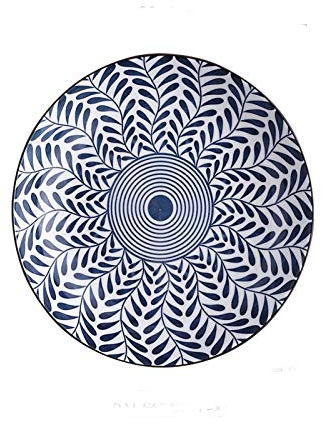 TVSKWMRQ Platos Llanos Plato Llano con Motivos Florales, Plato de Aperitivo de cerámica de Color bajo Esmalte, Postre, Pasta, Plato para Servir Postre, Blanco y Azul. Juego de Platos (co