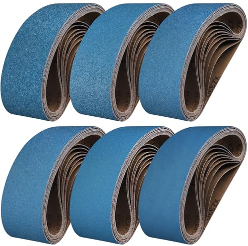 Shineboc Nastri Abrasivi 75 x 457 mm, 6 Pezzi Nastro Abrasivo 40/60/80/120/240/400 Grane Carta Abrasiva per Levigatrice a Nastro per Lucidare Metallo, Legno