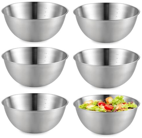 Ensaladera de Acero Inoxidable, 6 Piezas - Bol, Cuencos de Mezcla para Ensaladera, Frutero, Aperitivos, Sopas