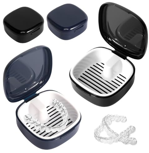Lot de 2 boîtes de sauvetage dentaire portable avec tamis et gouttière pour les fausses dents - Pour le stockage et le nettoyage