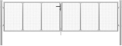 Hommdiy Gartentor Zauntor Gitterzaun Tor,Silber,415 x 150 cm