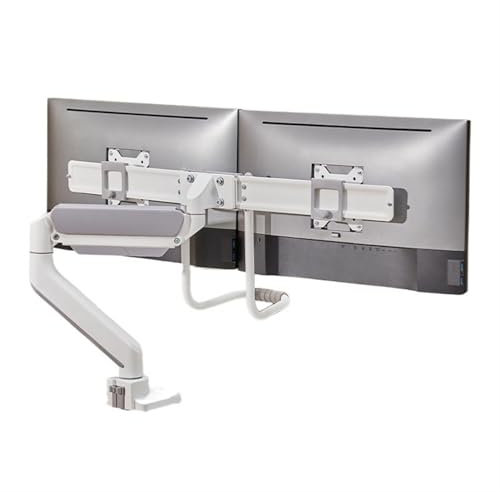 Dual Monitor Desk Mount Stand with Gas Spring Adjustment for Two 32 inch Screens Supports up to 17.6lbs Includes Sliding VESA Plates and Clamp/Grommet Base
