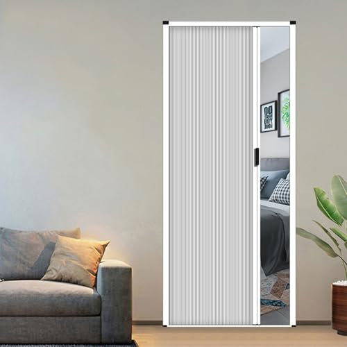 Einziehbare Akkordeon-Türen für Türen 78/76/72/60/50/42/40/36/24 Zoll Duschtür mit Griff und Zellstoff Schlafzimmer/Badezimmer/Küche/Büro/Wohnmobil, Raumteiler, Falttür, Weiß, B 162 cm H 78