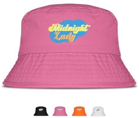 Prozente Momente Midnight Lady - Lustiger Fischerhut – Der perfekte Sonnenhut für Herren & Damen – Ideal als Malle-Outfit, Party-Accessoire & Festival-Eimerhut für den Strand | Farbe Pink
