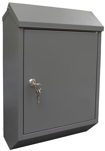 YCYRF Wandbriefkasten mit Schlüsselschloss, Postkasten Groß für den Außenbereich, Gesicherter Hänge Zaunbriefkasten, Verzinkter Stahl 29×11×40cm Grau