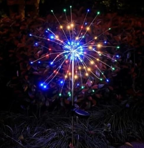 euerwerk Luci da giardino, 120 LED luci solari da giardino, 8 modalità Dandelion solare impermeabile luci solari, per giardino esterno sentieri prato balcone decorazione (2 pezzi colorati)