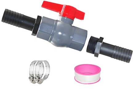 Blleshelfl Pvc Kugelhahn Mit Schlauchanschluss, Mit 2 X 32mm Schlauchverbinder & DichtungszubehöR – Pool Kugelhahn 1 1/4 Zoll(32mm) FüR Pool Kugelhahn,FüR Pool Und Teichbau,Aquaristik