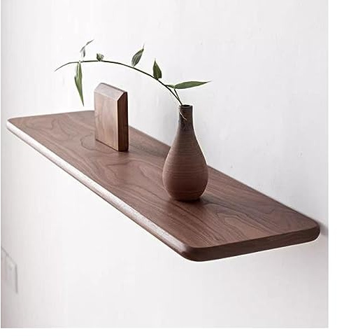 Estantes flotantes de pared de madera de nogal maciza, estantes flotantes rústicos para decoración del hogar, almacenamiento montado en la pared para sala de estar, dormitorio, cocina, solución de