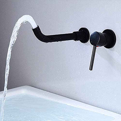 Faucets, Brass Bathroom Faucet Embedded Basin Bathtub Tap 2 Holes Rotatable Single Handle Concealed Taps Faucet(Brushed Gold)