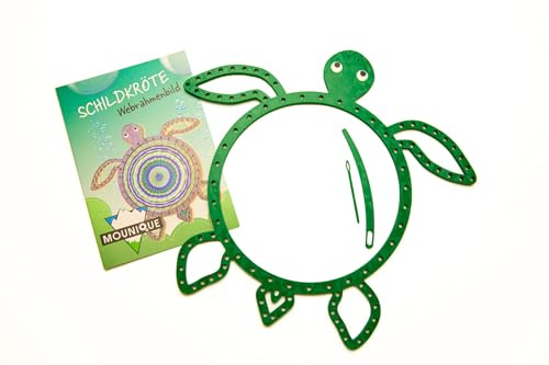 Mounique | Motivwebrahmen-Schildkröte | Weben & Sticken Bastelset | Kreatives Gestalten & Geschenkidee (Green)