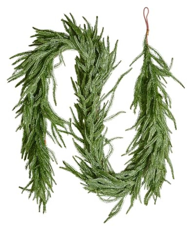 VEVOR Ghirlanda Natalizia Artificiale di Pino Norfolk da 1828 mm, Ghirlande di Verde Artificiale Sempre Verde al Tatto, per Decorazioni Natalizie Interni Esterni, Mensola del Camino e Camino