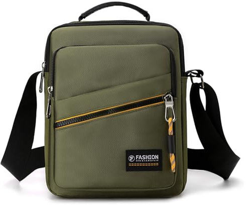 BAGZY Umhängetasche Herren Nylon Herrentasche Zum Umhängen Wasserdichte Für 9,7 Zoll IPAD Crossbody Bag Handytasche Männertasche Tägliches Mit Verstellbaren Schultergurt Sling Bag Für Reisen Grün
