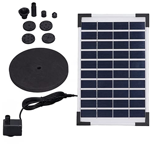 Pompa solare per fontane 10v 5w | Pompa d'acqua galleggiante per bagno per uccelli/stagno da giardino/ambiente di pesce | 8 ugelli, ascensore da 200 cm, pannello solare