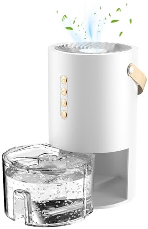 TECKZOON Deshumidificador Silencioso 1,3 L con Ionizador y Luz LED de 7 Colores, Hasta 300 ml/Día, Apagado Automático y Descongelación, Mini Deshumidificador para Dormitorio, Baño y Armario