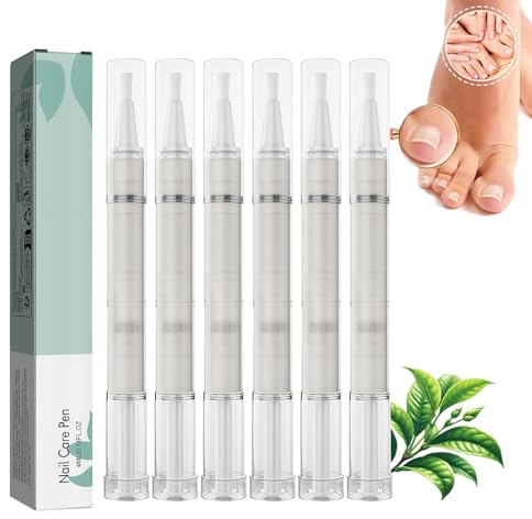 Mullend nagelvårdspenna för finger- och fotnaglar, nagelreparationspenna, reparerar och vårdar skadade naglar, nagelhårdare med teeträdolja, stärker naglarna och minskar missfärgning (6 st)