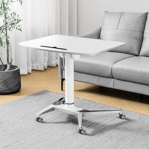 OIFJROIW Scrivania Da Studio Regolabile In Altezza, Ribaltabile, Con Piano In Legno Massello, Mobile Con Rotelle E Guida/barriera Fissa (dimensioni: 80 X 60 X 72,5-107,5 Cm)(Weiß)