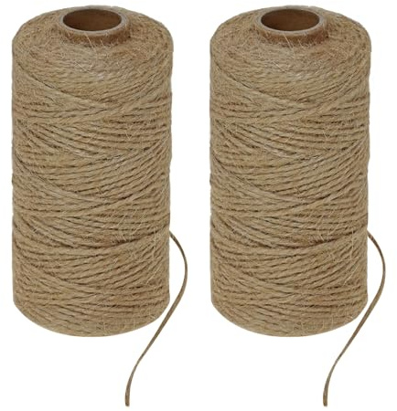 Shapenty 2mm Jute Twine Rope String Gift Wrapping Craft Cord Thread for Wedding Party Decoration Christmas Ornaments Photo Tags Hanging Garden Home Plant Decor Crafts, 100Meters/Roll, 2Rolls