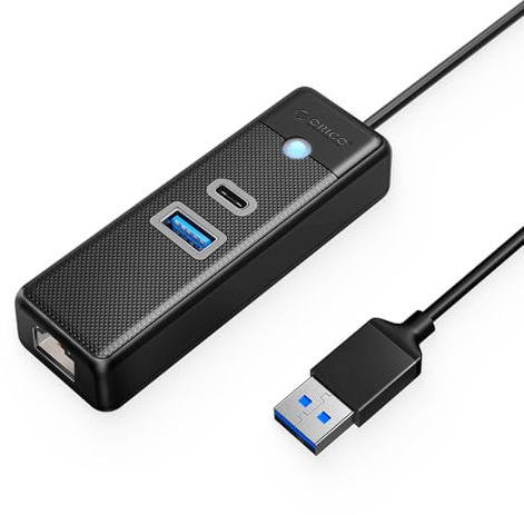 ORICO Adaptador USB a Ethernet 2,5GbE, Hub USB-A Ethernet 2,5Gbps con 2×USB 3.0, Adaptador de Red multipuerto con Cable de 100 cm para Windows, Mac OS, Laptop, MacBook Pro, iPad, XPS