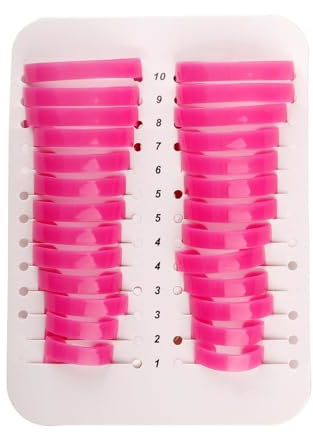 Lotsdonxia 26 Pcs Pink Plastic Nail Polish Stencils in 10 Sizes, Reusable Nail Art Tools for Manicure