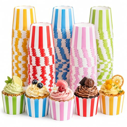 160 Stück Muffinform Cupcake Förmchen, Streifen Muffinförmchen Papier, Muffin Papierförmchen zum Eisbecher Pappe, Candybar, Backen Kuchen, Muffins, Brote für Geburtstage, Hochzeit, Partys